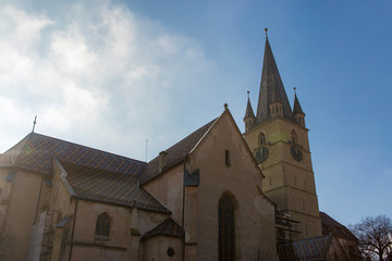 Fototapeta na wymiar Sibiu, Romania. Evangelical Cathedral in the center of Sibiu, Transylvania
