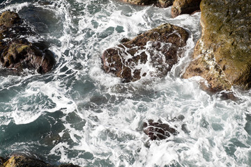 Raging sea, waves and rocks