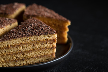 A slice of delicious homemade honey cake