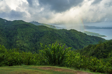 rainbow and rain over the jungle and mountains of mahé, seychelles 2