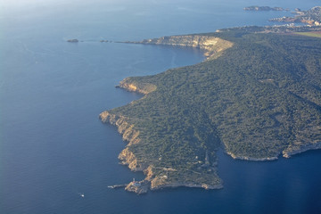 Coastal landscape aerial view Mallorca Spain