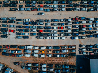 Aerial view of the big car dump