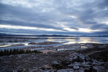 Thingvellir park in Iceland, during winter.