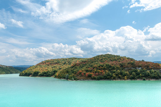 Lake Lac de Vouglans in La tour du meix, Orgelet, France, Europe.