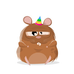 funny cartoon illustration of a lazy party hamster