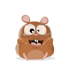 funny cartoon illustration of a hamster with glasses