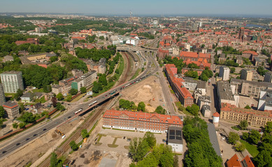 Fototapeta na wymiar Gdansk Centrum aerial view