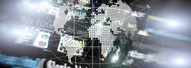 3D Earth as telecommunication and internet technology concept.