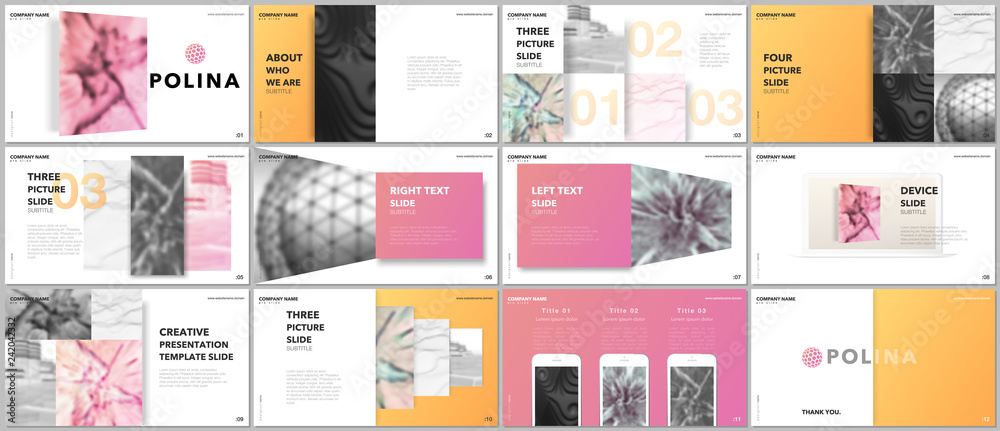 Wall mural minimal presentations design, portfolio vector templates with elements on white background. multipur