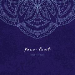 Greeting holiday card with grunge texture and mandala