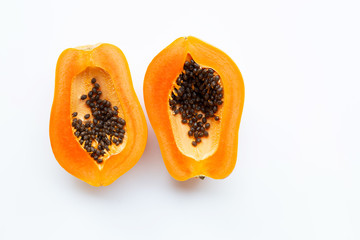 Papaya fruit on a white background.