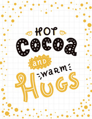 Fototapeta na wymiar Cocoa quote poster for concept design. Food typography. Text background. Vector menu background.