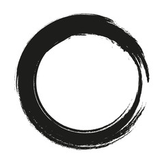 vector brush strokes circles of paint on white background. Ink hand drawn paint brush circle. Logo, label design element vector illustration. Black abstract circle. Frame.