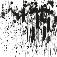 Paint splatter background. Grunge distress calligraphy ink stains. Black ink blow explosion. Splatter background. Spray paint drops. Vector illustration