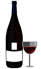 bottle and glass of red wine