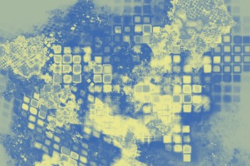 Mix aus Quadraten - Dunkelblau / Hellgelb