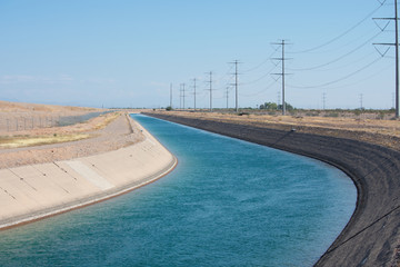 Canal supplying water from the mountains to the city in the desert