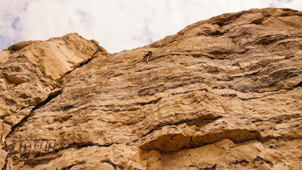 Cliff Rock Climbing area at the Isle of Portland near Weymouth in Dorset, United Kingdom.