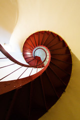 Red spiral staircase bottom view