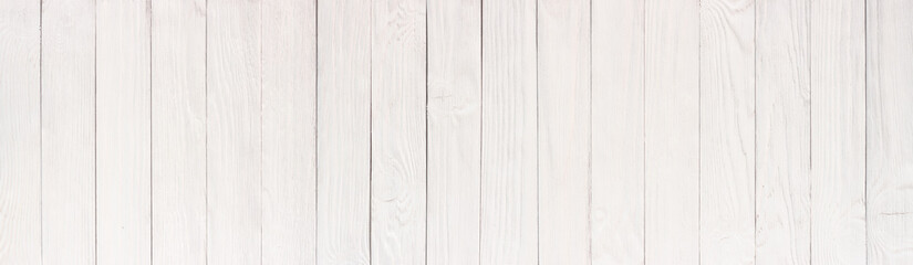 White wood texture close-up, background of a wooden table surface, panorama