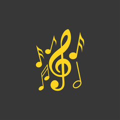 Music notes, song, melody or tune flat vector icon for musical apps and websites