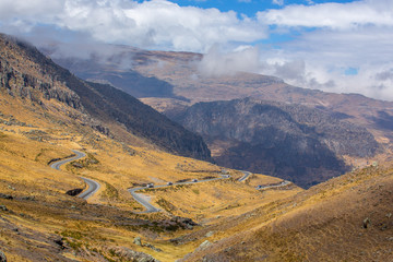 Winding road through the Andes