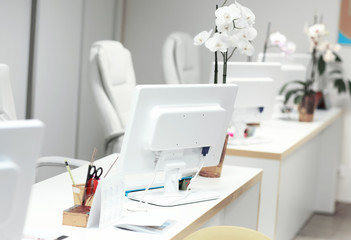 empty modern office call center .photo with copy space