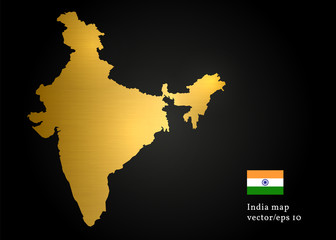 India Country Map Gold Texture Vector Design Image