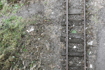 European railway. Travel by train. Railway track. Rails and sleepers. Railway tracks among nature....