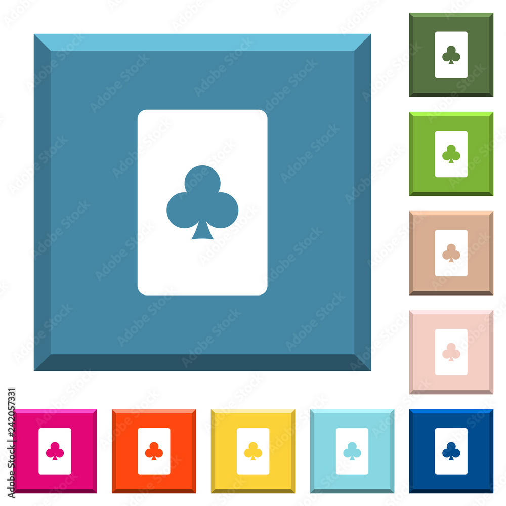 Poster Club card symbol white icons on edged square buttons