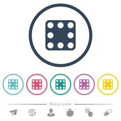 Domino eight flat color icons in round outlines