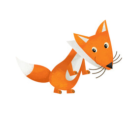cartoon scene with fox on white background - illustration for children
