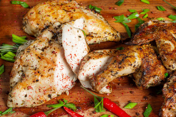Roasted Chicken with spicy peppers and Onions.