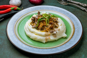 Stroganoff on white plate