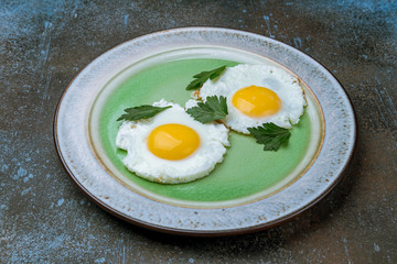 Fried eggs on plate