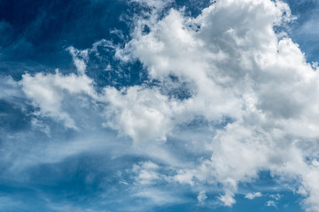 Blue sky and beautiful cirrus clouds in a sunny day.