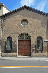 Obraz premium Italy, Ravenna, Santa Barbara 1100 built church. Currently used as a craft workshop.