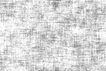 Distressed overlay texture of weaving fabric, cloth knitted. Grunge black and white abstract background.