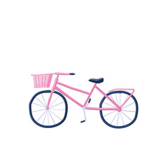 The drawing of the bicycle for women on a white background. Template. Hand drawn fashionable design on spring season ride.