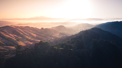 Sunrise over a mountain landscape