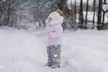 Winter photo of a child.Emotional photo