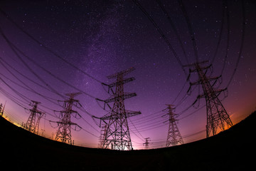 High voltage towers and the Milky Way