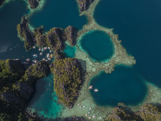 Palawan coron island aerial view of the lagoons