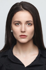 Fototapeta premium close up portrait of young brunette caucasian woman, full face