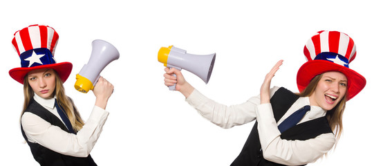 Collage with woman and american hat