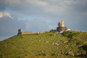 Fototapeta na wymiar View on Cembalo, one of Genoese fortresses in Crimea.