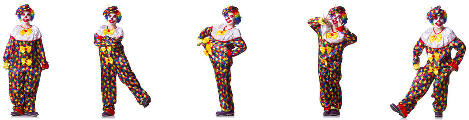 Funny male clown isolated on white 