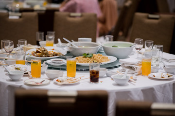  leftover food after party, dirty food