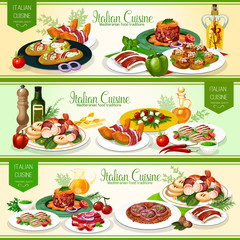 Italian cuisine meat dishes with vegetables, bread