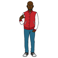 Cartoon Man Doing Hand Sign